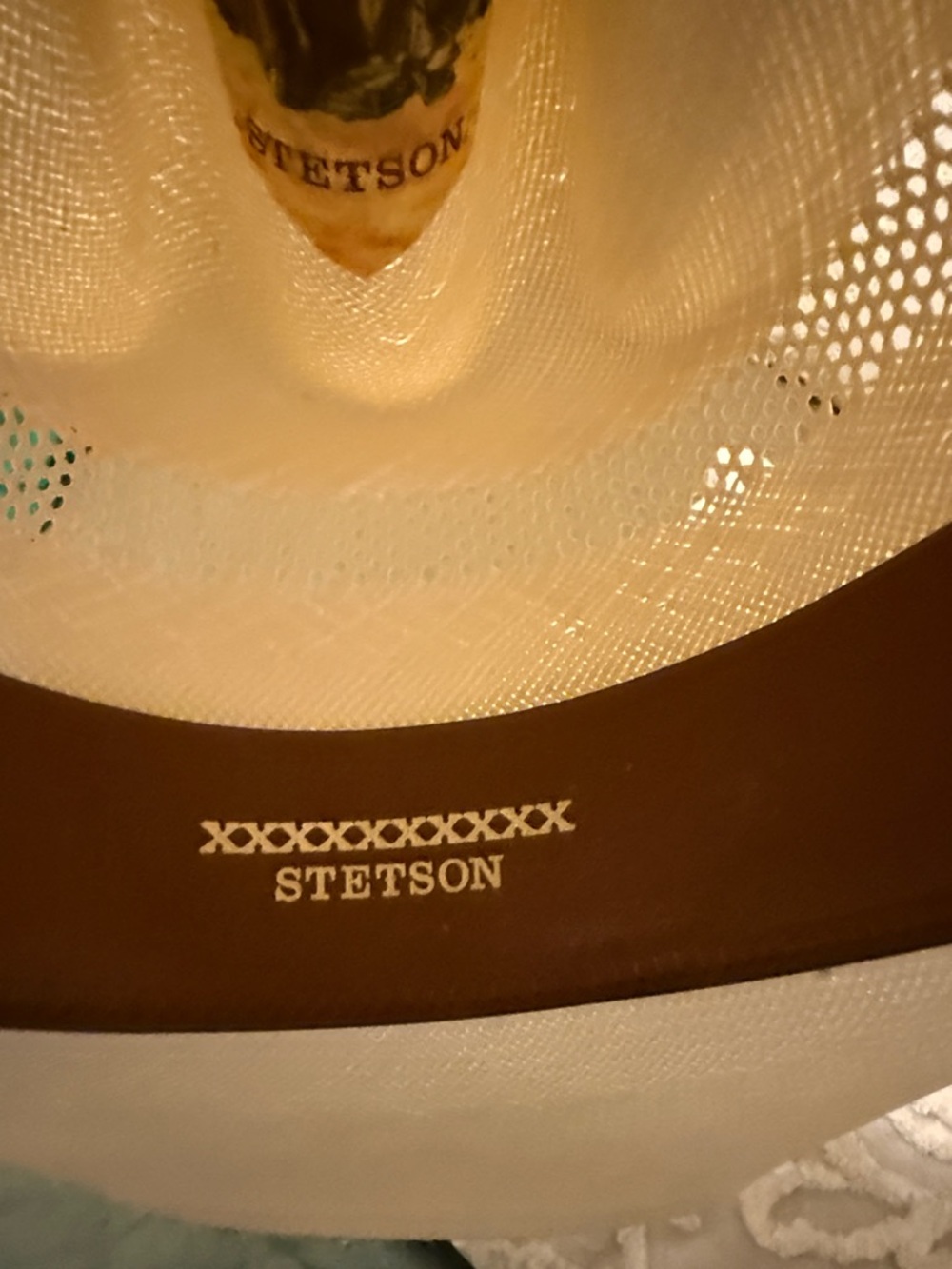 Stetson Cream Straw Cowboy Hat with Brown Band- Size 7 5/8 - Picture 8 of 9